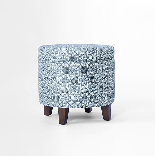 Miniatura 16 de HomePop Decoración del hogar | Otomana redonda tapizada de almacenamiento | Otomana con almacenamiento para sala de estar y dormitorio, terciopelo