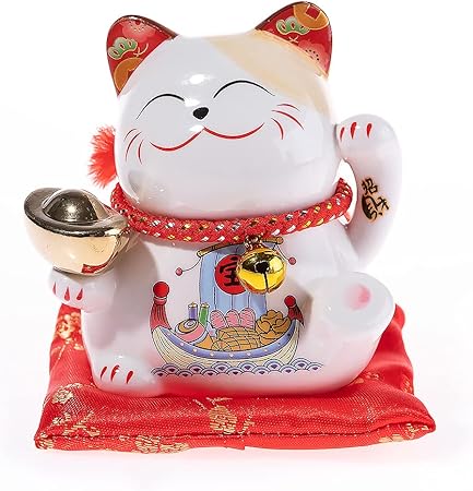 2 Gatti Maneki Neko In Ceramica - Portafortuna Giapponese 7x7 Cm - Foto 3