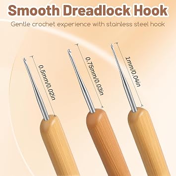 LXUEJIE 6Pcs Dreadlock Crochet Hooks, 3 Sizes Crochet Tool for Hair