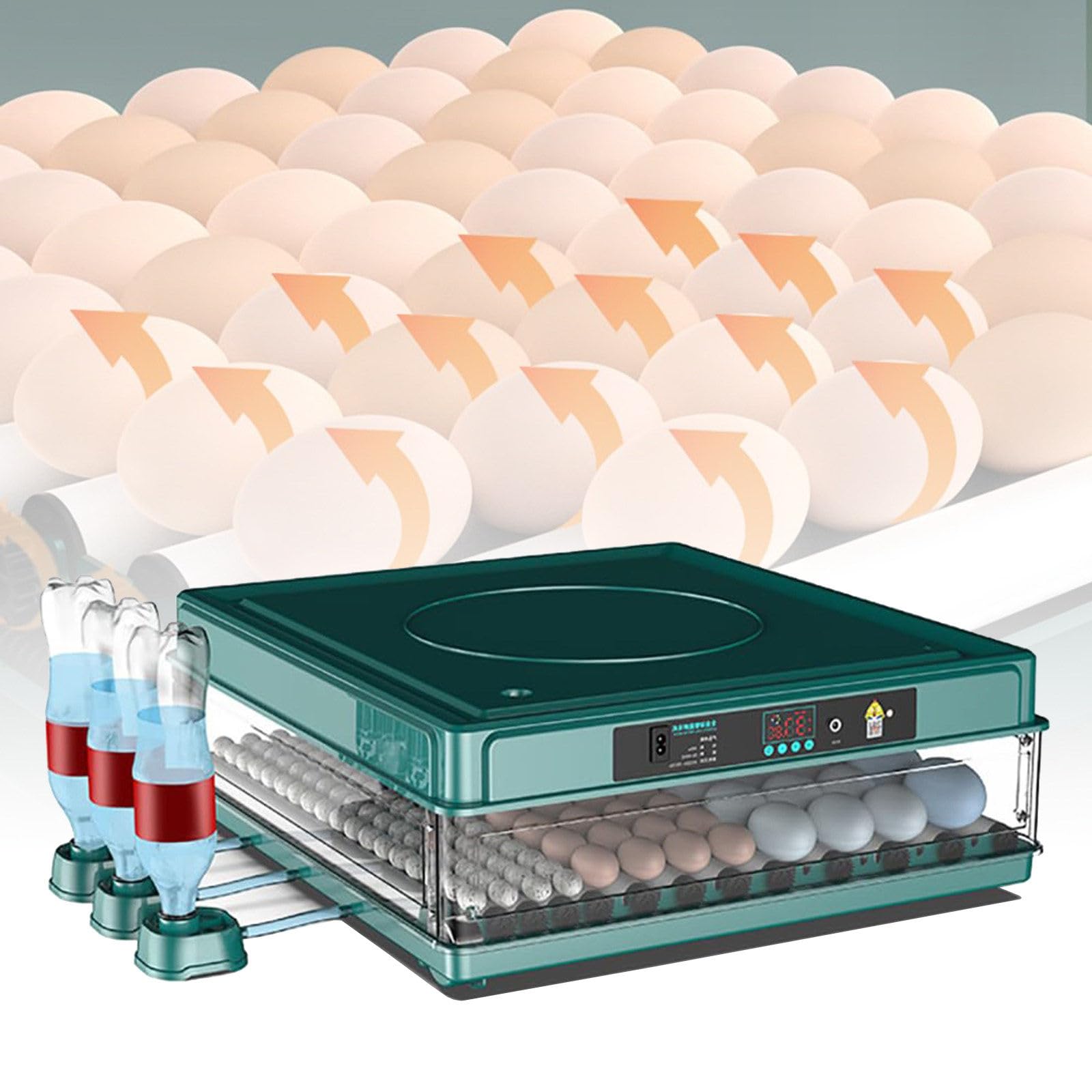 Wasd3Pods Professional Egg Incubator - Automatic egg turning/temperature control/water replenishment + adjustable spacing, Digital Automatic Brooder Chicken - Quail Duck Chicken Goose Bird 130Eggs
