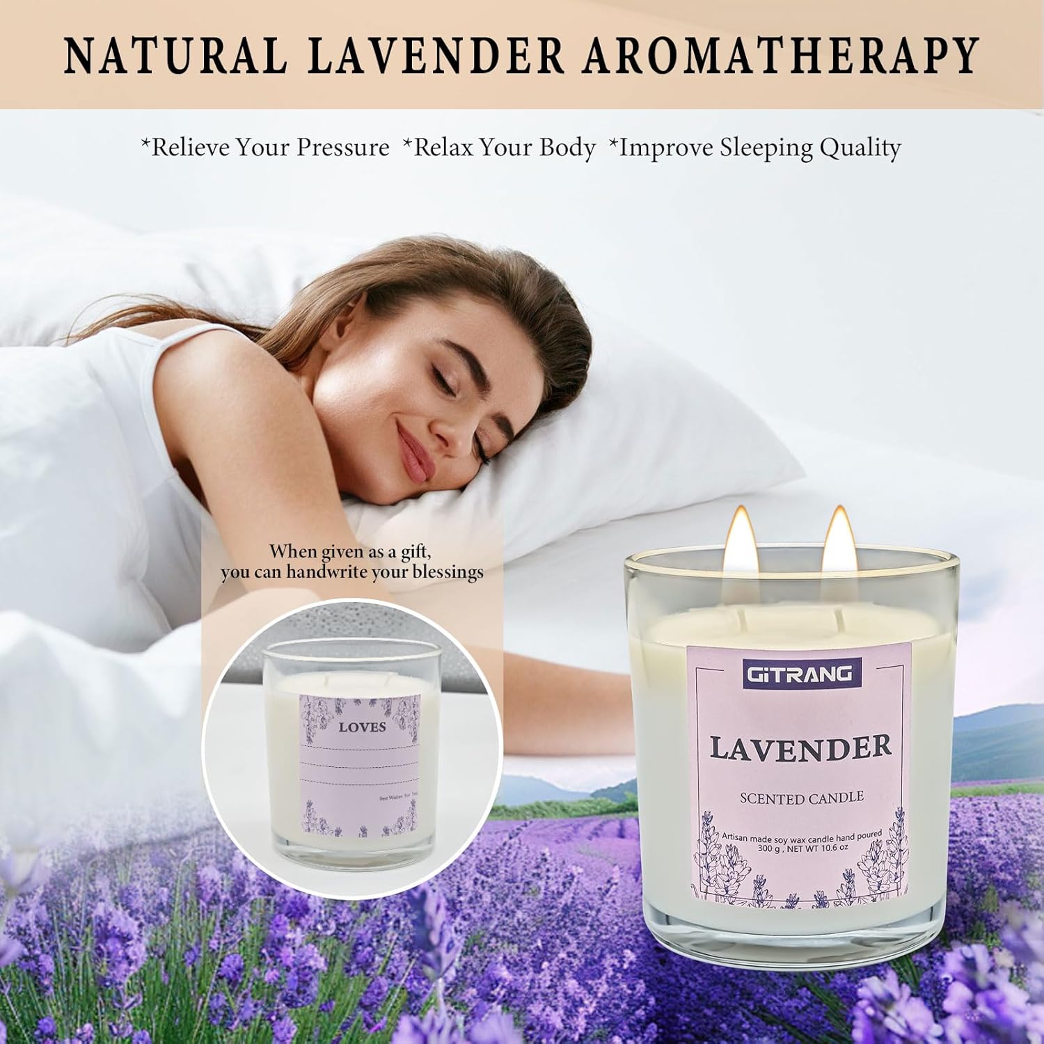 Lavender Scented Candle, 31.8 oz Soy Wax Candles for Home Aromatherapy, Relaxation Gifts for Women, Long Lasting Time (240-270 Hrs) for Bedroom Yoga Garden Patio Birthday Party,Set of 3