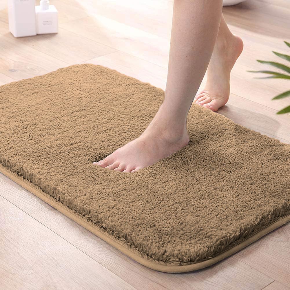 LUXE HOME INTERNATIONAL Microfiber Rectangular Home Bath Mat Super Soft Non Slip Vegas Mats for Bathroom, Kitchen, Bedroom, and Door (40X60 Cm, Gold) Pack of 1