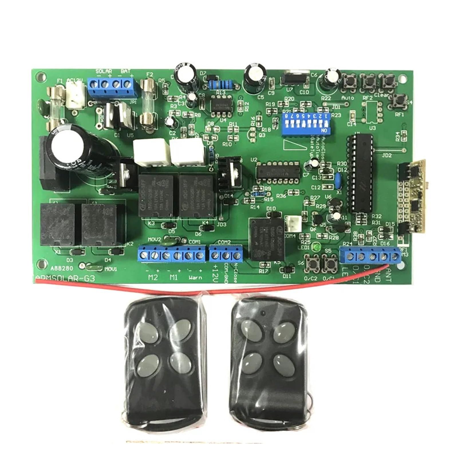 Control Board for Sliding Gate Opener, 12V Electronic Motherboard Circuit Board with Box and Trasnformer for 12V Swing Gate Motor Opener Strong Sensitivity(with 4remotes)