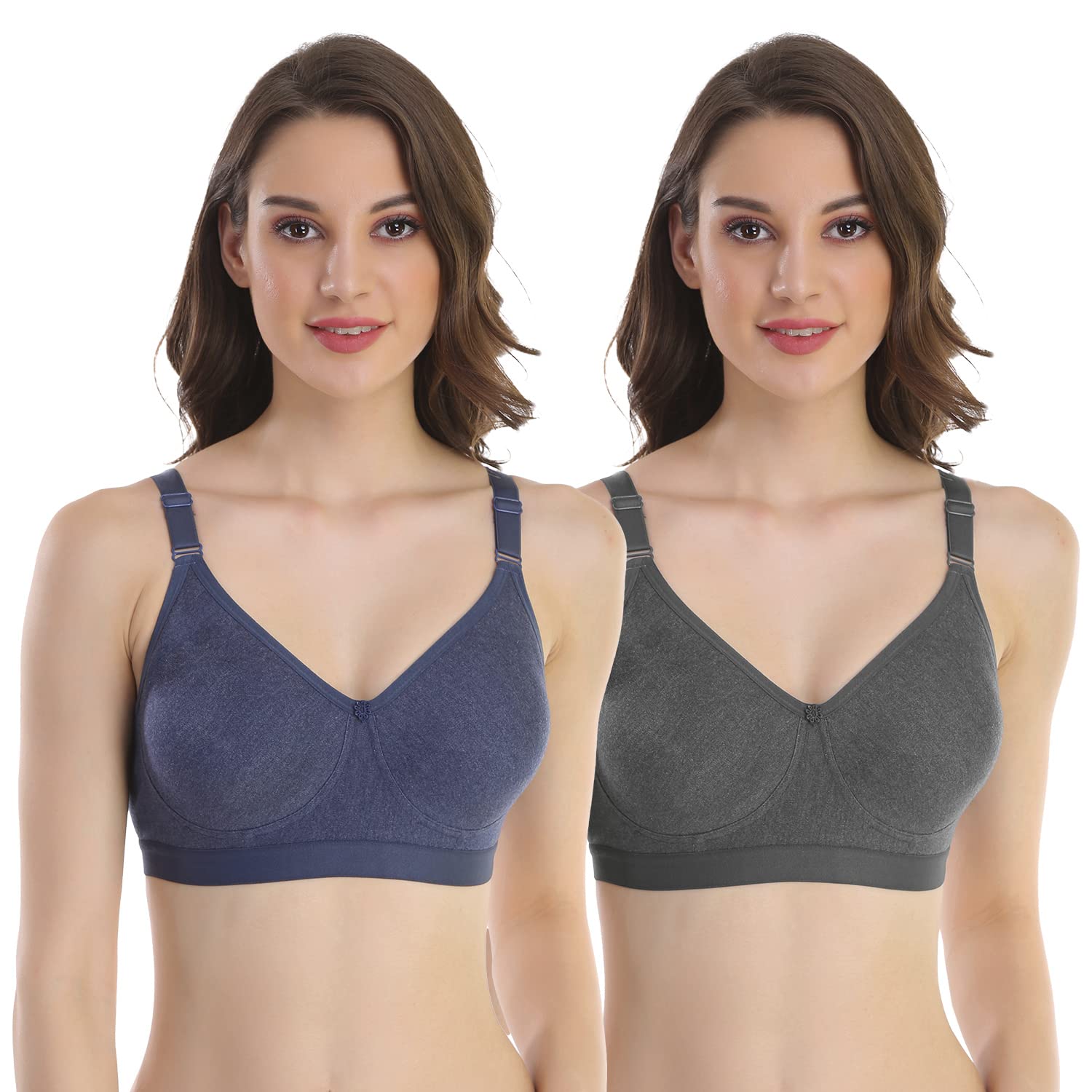 poojaragenee Extra Comfort Non Padded Non Wire Bra for Everyday Combo Pack of 2-picture-42