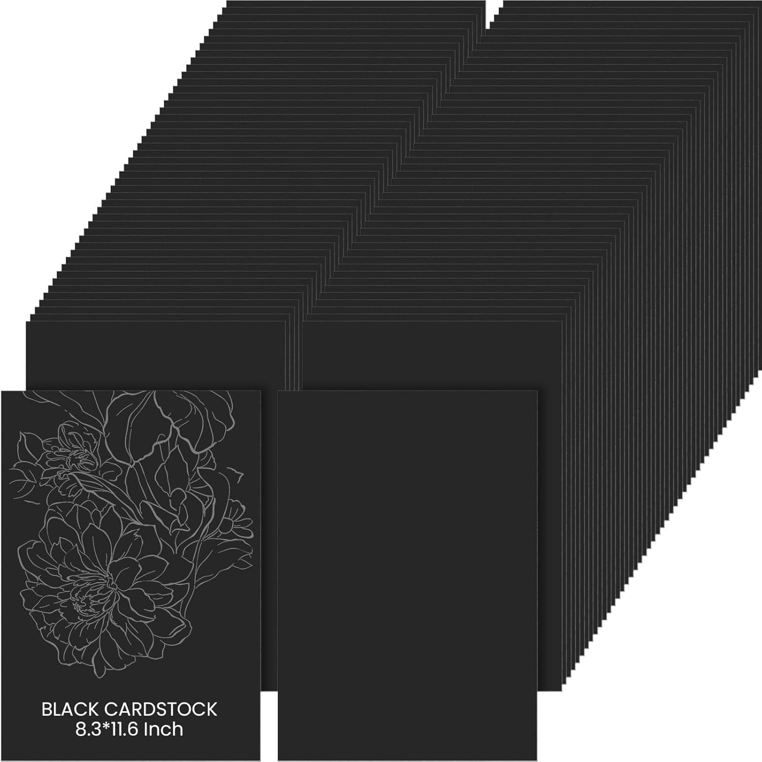 350 Sheets Black Kraft Cardstock 8.5" x 11" A4 Black Card
