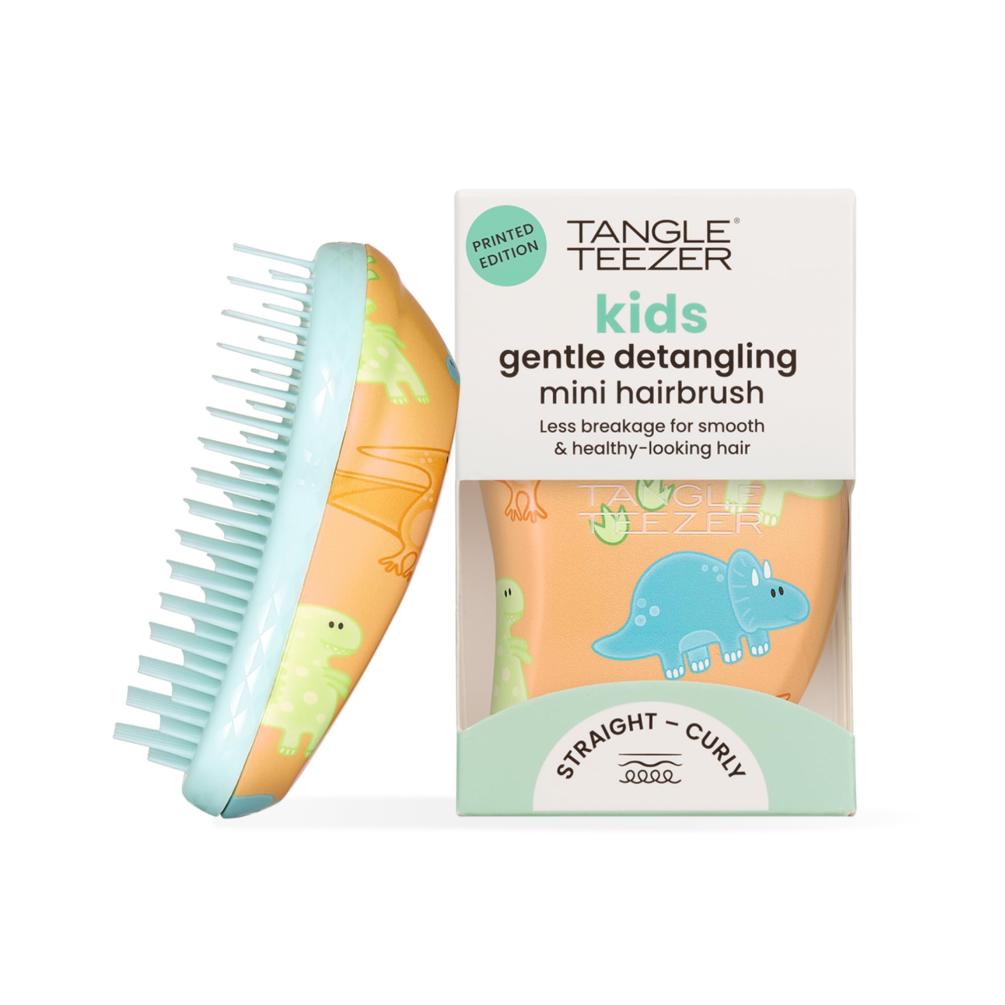 Tangle Teezer Mini Original Hairbrush - For Wet & Dry Hair - Detangling Brush for All Hair Types - Perfect Brush For Kids & Travel - Dino Mighty