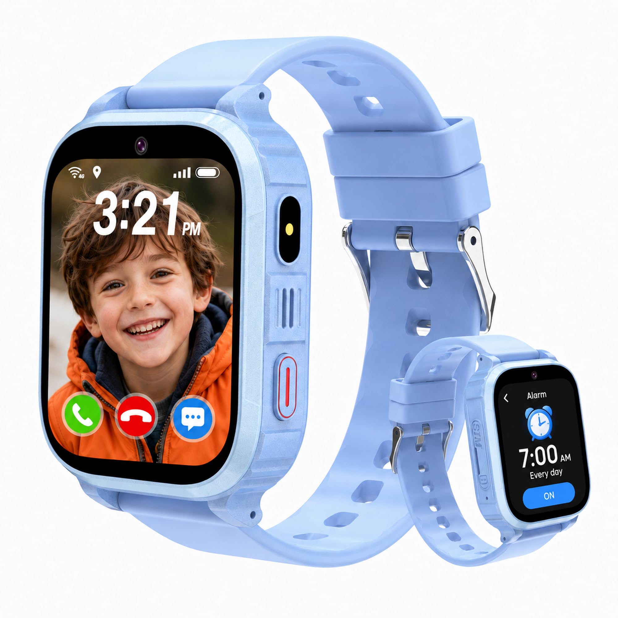 Smartwatch Bambini 4G GPS con SOS e Videochiamata HD, Impermeabile IP68 | Sveglia, giochi educativi, fotocamera, torcia e modalità scuola integrati. GPS preciso, zone sicure. Per 4-15 anni.