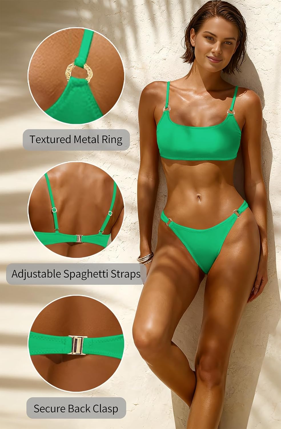 Bikini Sets for Women Sexy 2 Piece Swimsuit High Cut Cheeky Adjustable Spaghetti Straps Bathing Suit for Women - Image 5