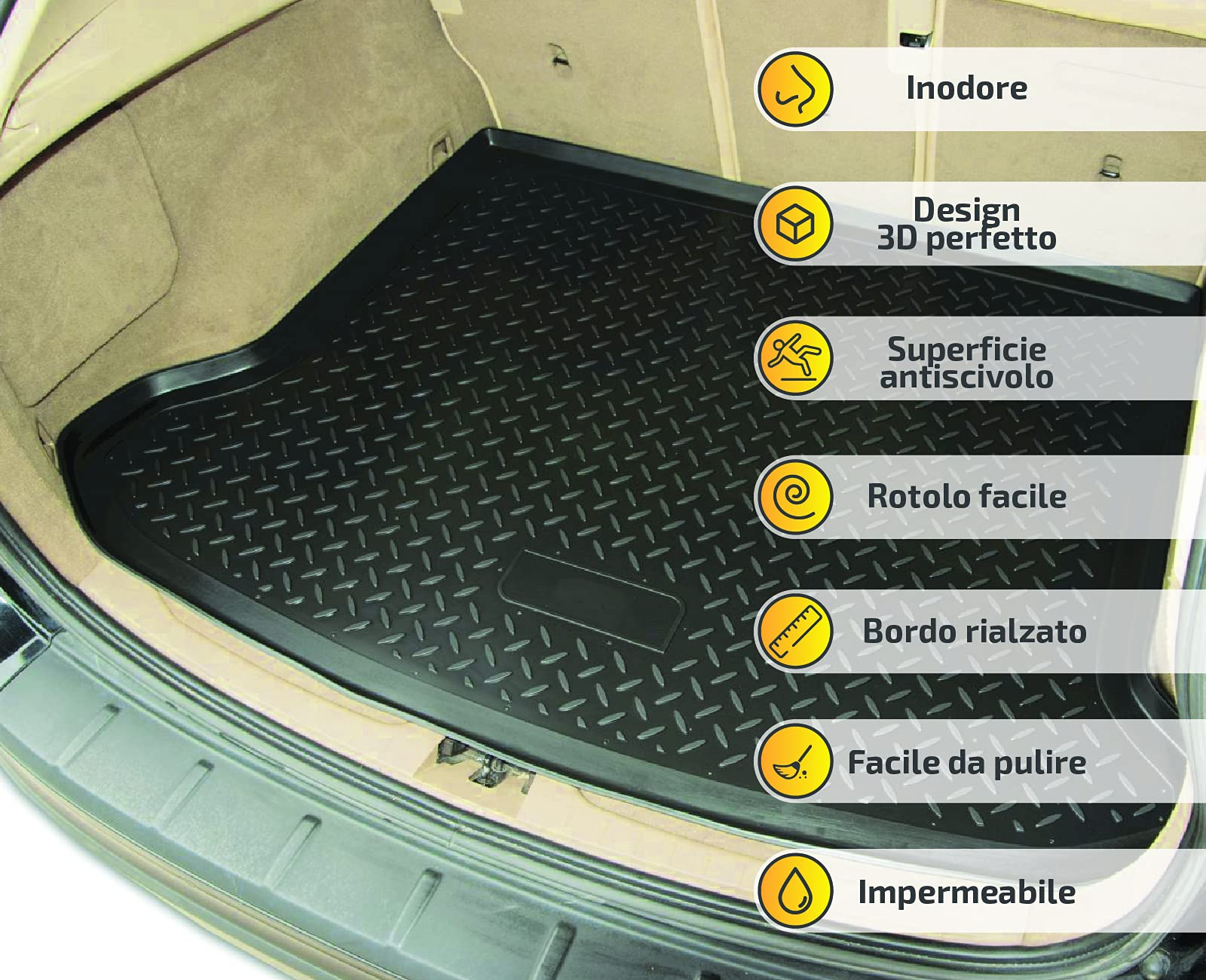 NORM LINERS Tapis de Coffre en Caoutchouc TPE sur Mesure pour Citroen C5 Aircross 2018-2025, Bord Haut, Noir, Antidérapant, sans Odeur
