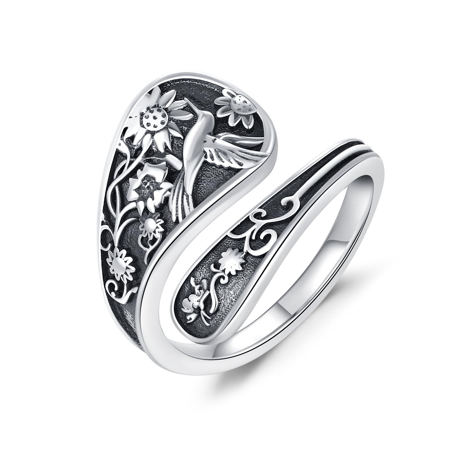 Löffelringe Für Frauen 925 Sterling Silber Kolibri Löffel Ring Verstellbarer Daumenring Im Vintage Boho Stil Schmuck Geburtstagsgeschenke Für Frauen Mama