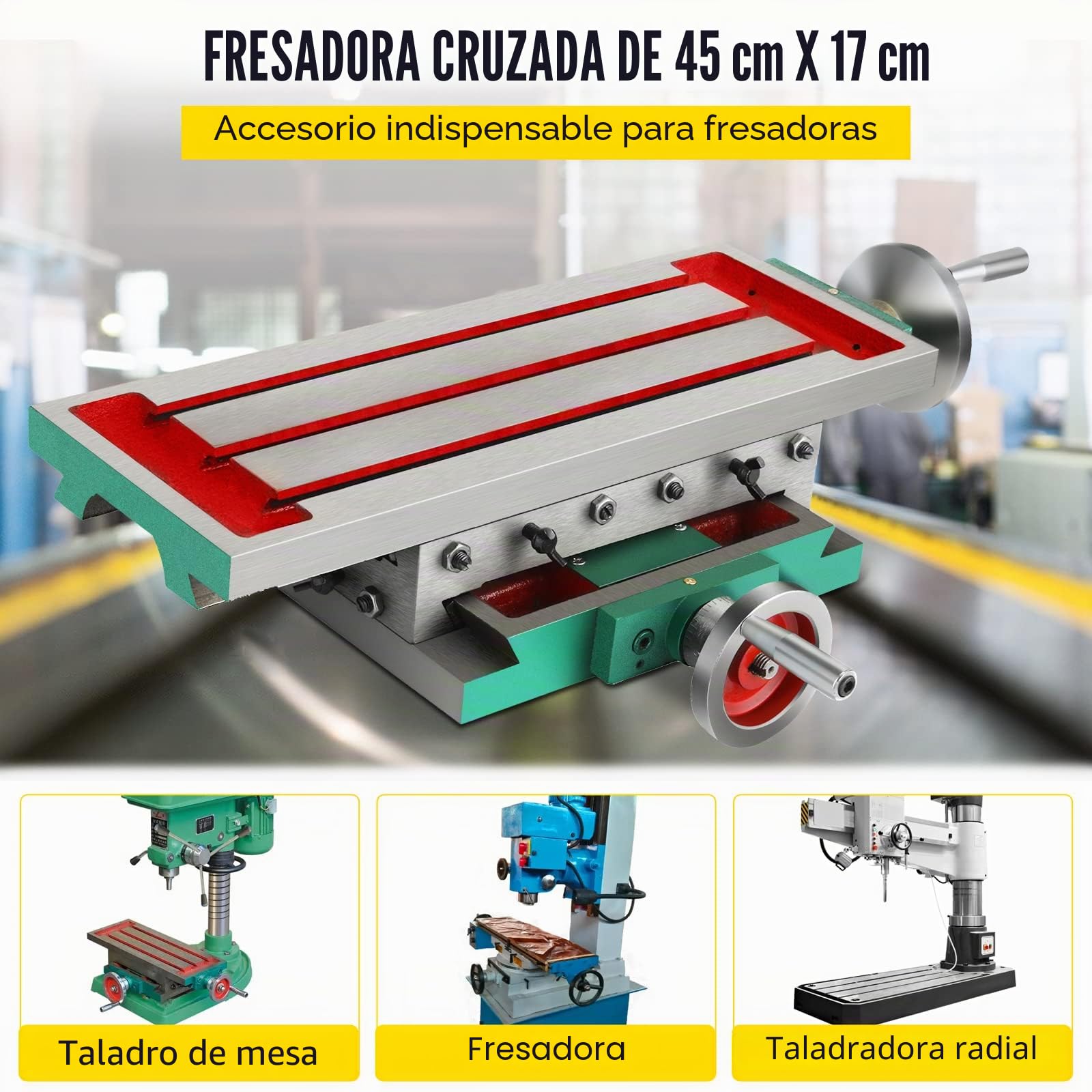 Mophorn Cruz Fresadora Compuesto 2 Ejes 4 Formas, Mesa de Trabajo Multifuncional 450X170mm 30KG, Mesa de Fresado Deslizante para Todos los Soportes de Perforación Fresadora de Banco