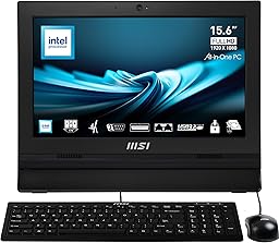 MSI PRO AP162T ADL-019DE AIO Desktop-PC, 15,6“ FHD IPS, Intel N100 CPU, 4 GB DDR4 RAM, 128GB PCIe NVMe SSD, WiFi 6E, Webcam & Lautsprecher - Tastatur, Maus, Windows 11 Pro - Schwarz