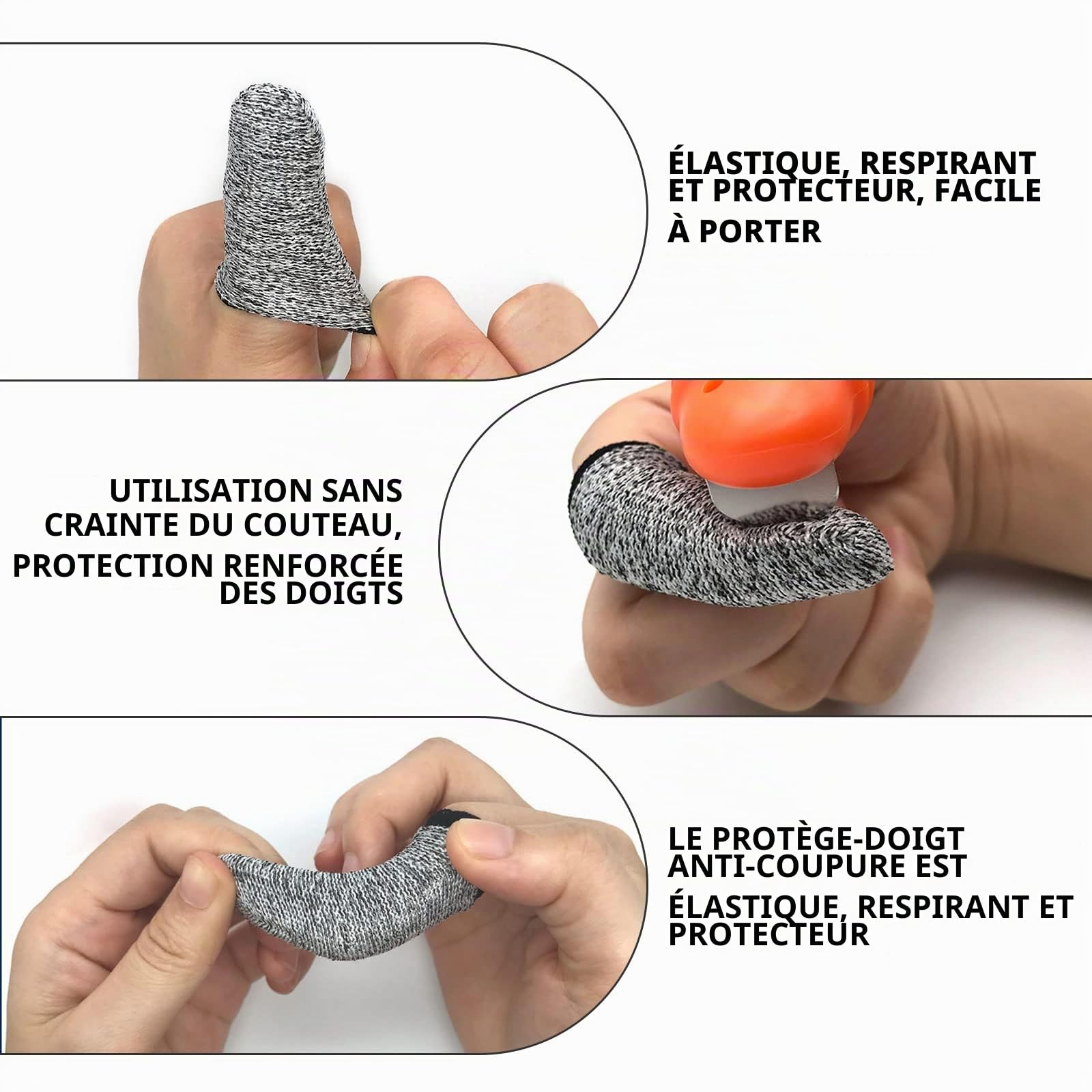 TSHAOUN 40 Pièces Doigtiers, Protège-doigts Réutilisable Couvre-doigts Doigtier Élastiques Protection Résistant aux Coupures pour Travail, Jardin, Cuisine, Sculpture, Créations de Bricolage (Gris)