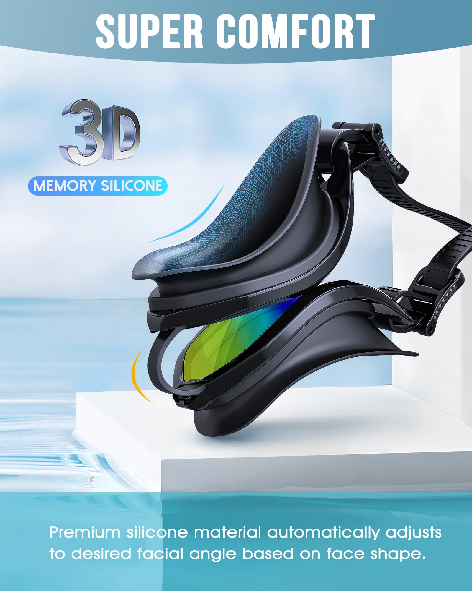 Zeligerstar Swimming Goggles, Goggles Swimming Adult with 3 Sizes Nose Bridges - Image 5