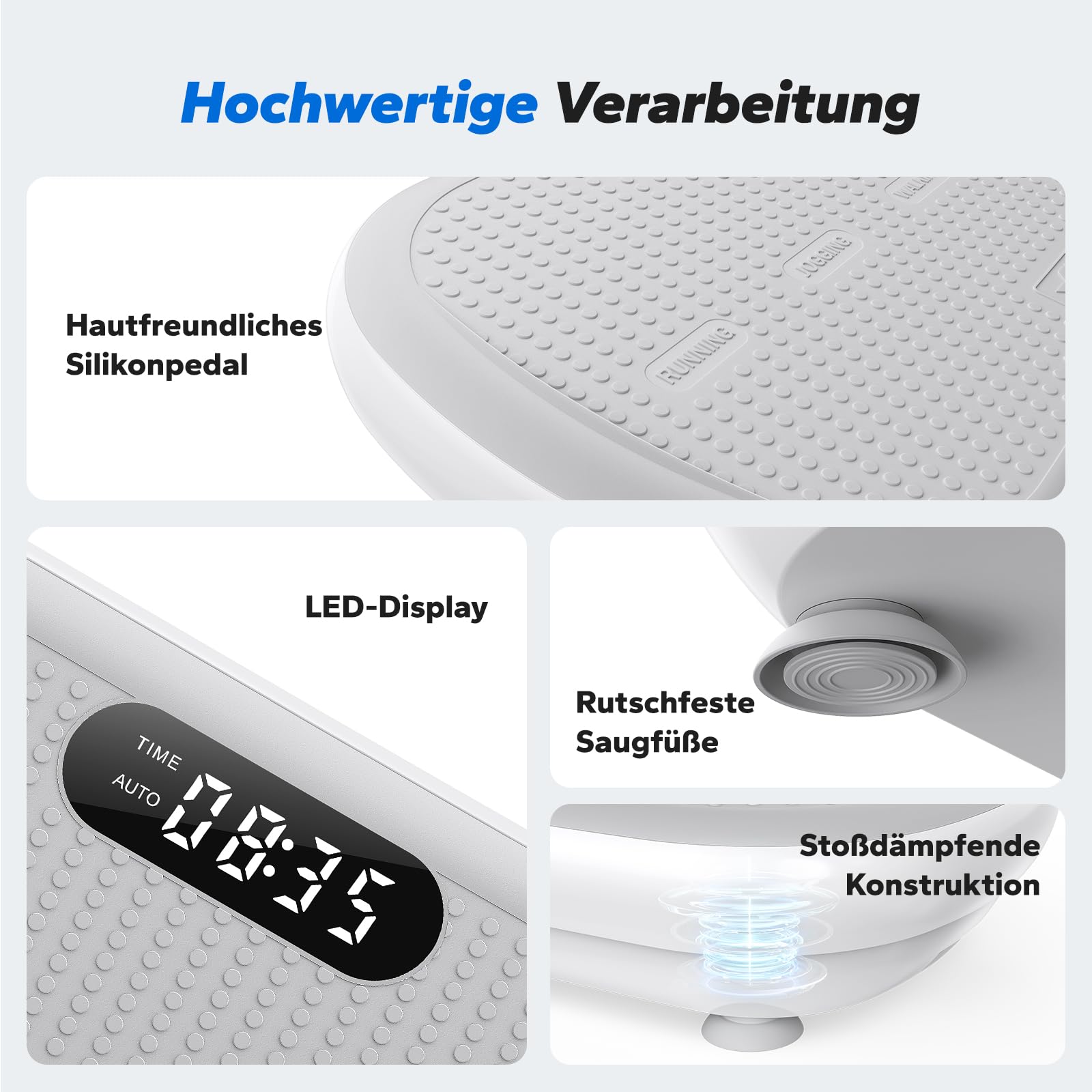MERACH Leistungsstarke Vibrationsplatte für Workout und Shaping, 13 mm große Amplitude, 200 kg Gewichtskapazität, Silikonpedal, Integrierter Bluetooth-Lautsprecher