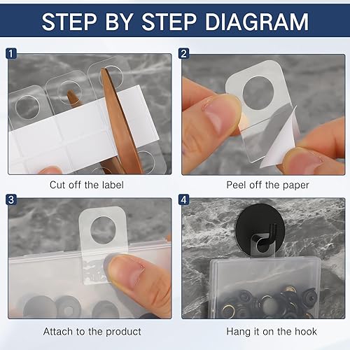 Miniatura 5 de Blulu 3000 etiquetas transparentes para colgar con agujeros de ranura transparentes, pestañas colgantes autoadhesivas de plástico, pestañas