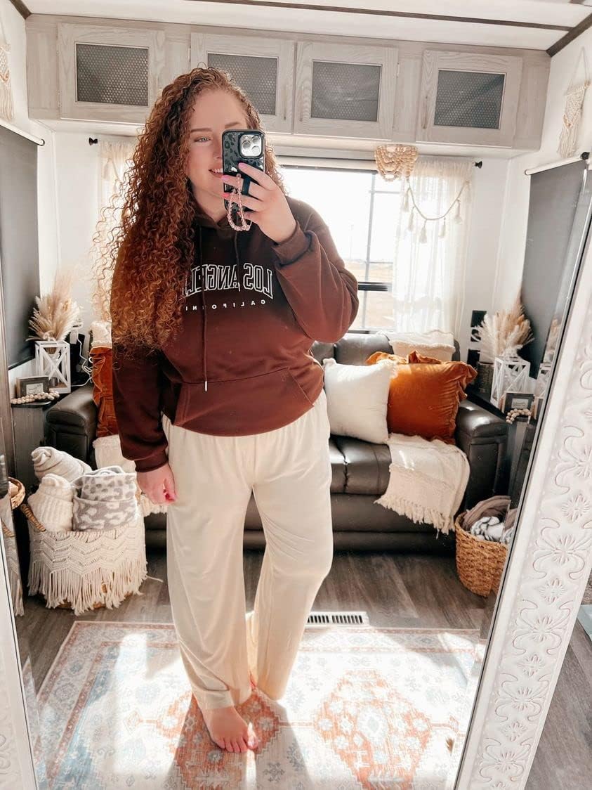 UEU Women's Casual Loose Wide Leg Cozy Pants Yoga Sweatpants Comfy High Waisted Sports Athletic Lounge Pants with Pockets