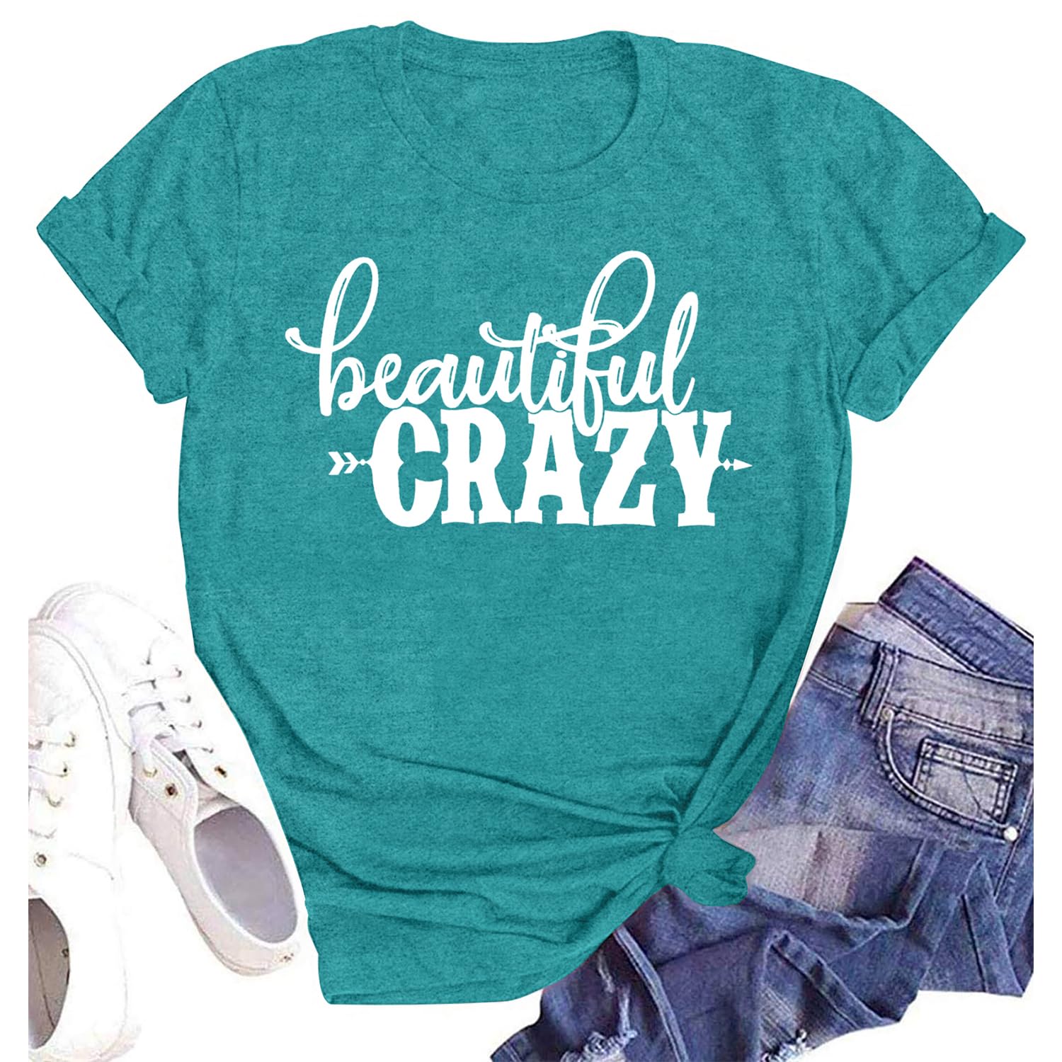 LINZEOO Beautiful Crazy Shirt for Women Country Music Tshirts Funny Concert Tee Tops