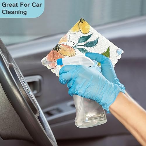 Miniatura 7 de White Blue Flowers Quality Decorative Microfiber Cleaning Towels Kitchen Absorbent Set of 6 Car Drying Towels for Restaurant Coffee