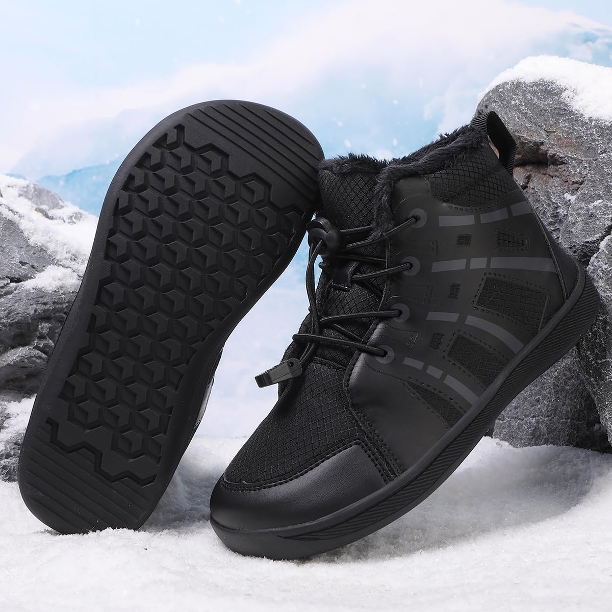 Invierno Barefoot Botas de Nieve Niños Niña Cómodas Cálidos Impermeable Antideslizante con Forradas Exterior Trekking Zapatos para Caminar, EU28-38