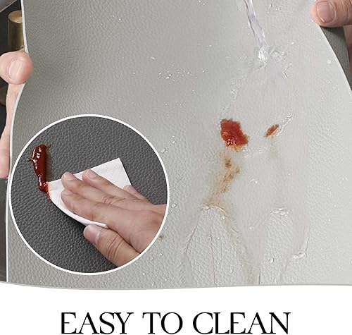 Miniatura 4 de MOSAYT Juego de 6 manteles individuales de vinilo, resistentes al calor, 100% impermeables, lavables y lavables, de piel sintética, reversibles,