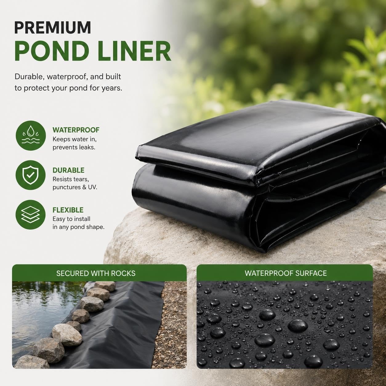 Revestimiento Resistente para estanques, Lona Estanque de HDPE de 0,2 mm