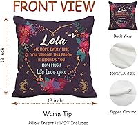 Vista 7 de Fundas de almohada florales de Lola, regalos acogedores para Lola abuela, almohada de cojín conmovedora de abuela, 18 x 18 pulgadas