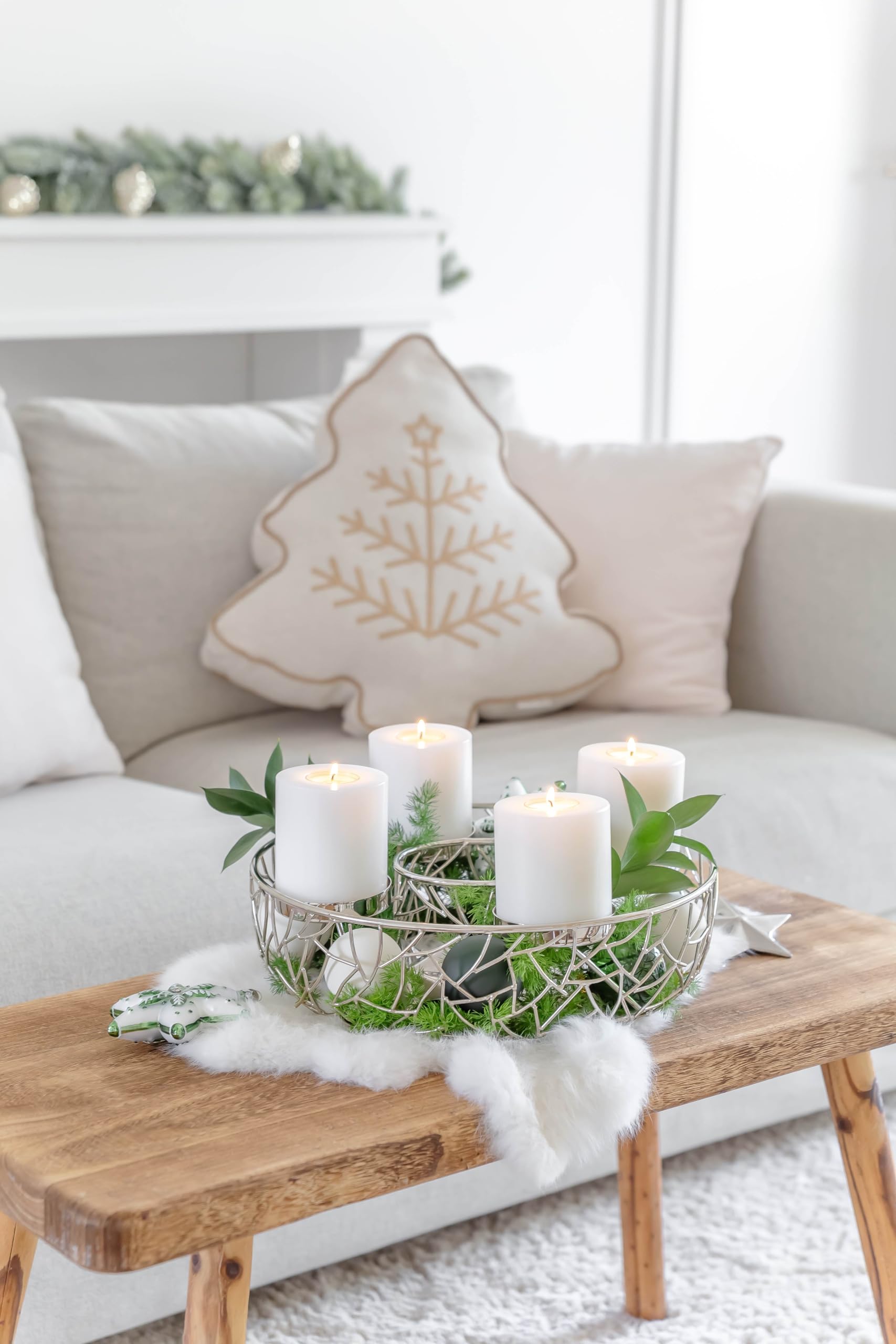 EDZARD Set die 2 candele permanenti Cornelius (altezza 9 cm, diametro 8 cm) bianco, utilizzabile su entrambi i lati per candeline standard e candeline più alte con involucro in plastica
