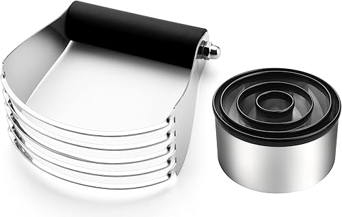 Spring Chef Juego de batidora de masa grande y cortador de galletas, cortador profesional de repostería de acero inoxidable resistente, agarre