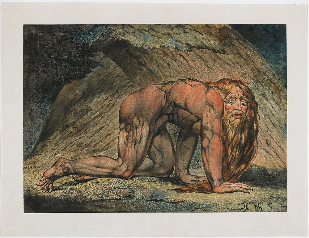Nebuchadnezzar de William Blake affiche d'art géante encadrée en marron premium