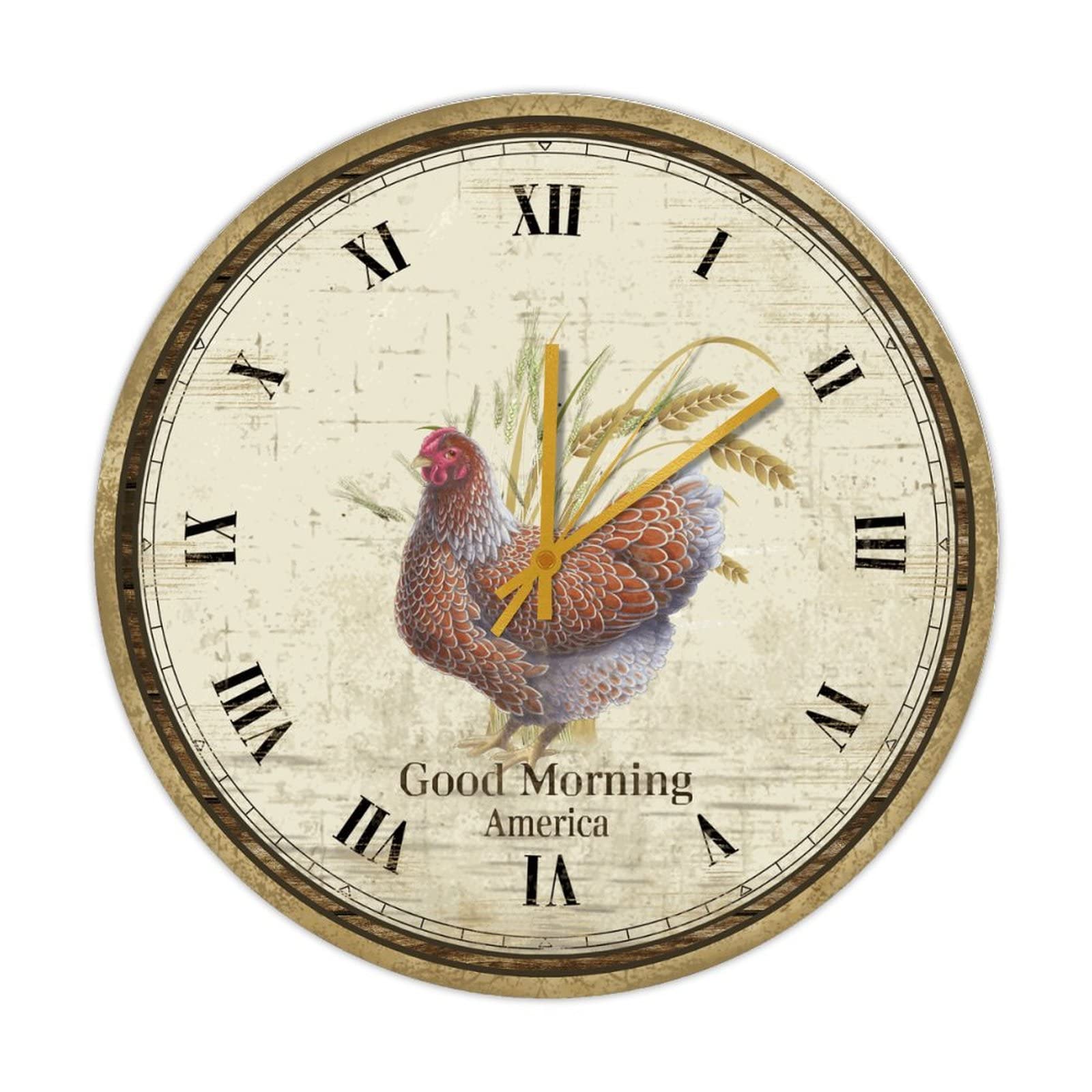 Horloge murale coq en bois pour décoration authentique de la cuisine au salon