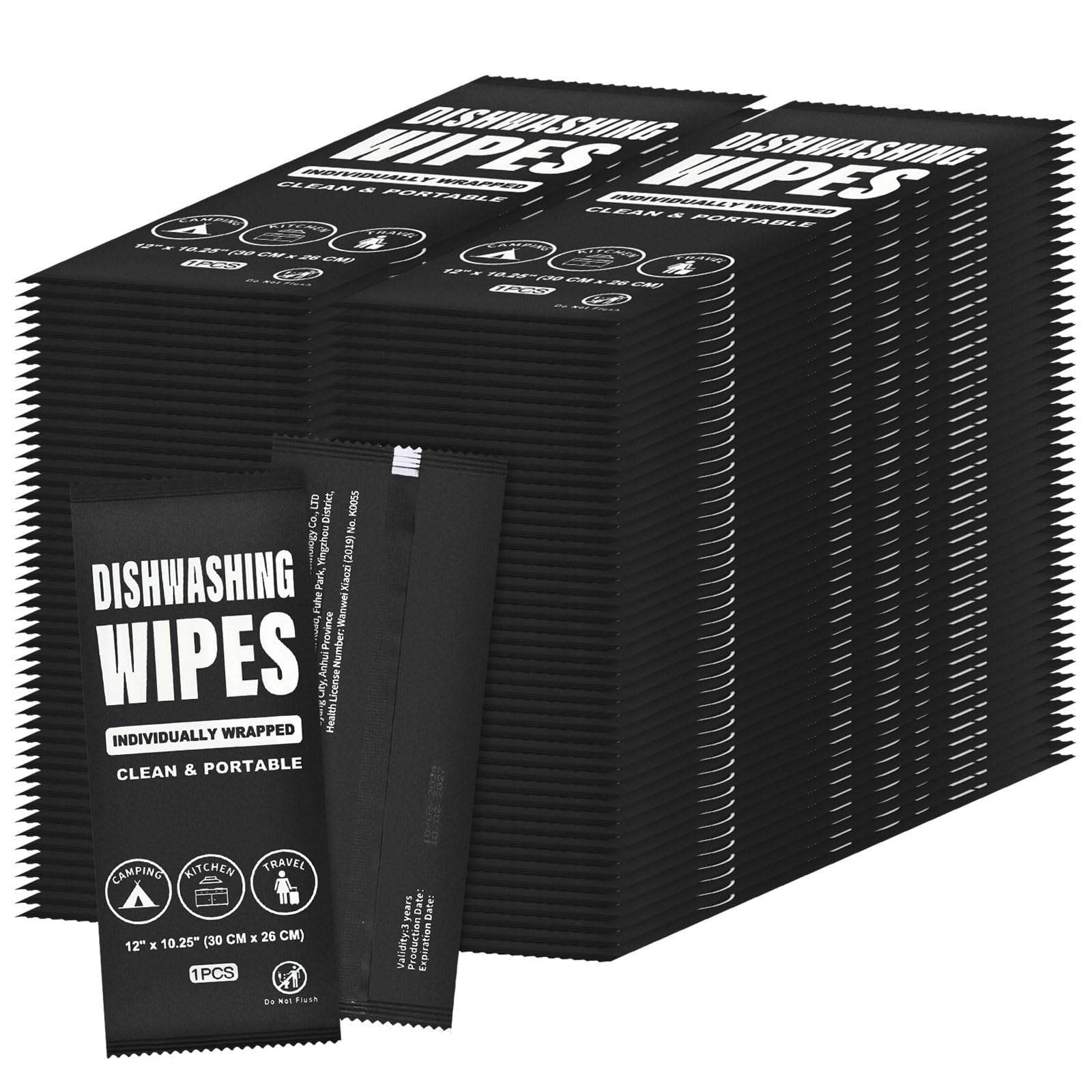 Dish Wipes Individually Wrapped Portable Kitchen Disposable Wipes Bulk Travel Size Dishwashing Wipes for Outdoor Traveling Camping Hotel