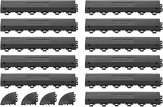 VEVOR Transition Edge Kit, 11-Piece, Durable PP Interlocking Modular Garage Floor Edging, Easy Installation, Only Compatible with VEVOR Drainage Mats, Black，Female