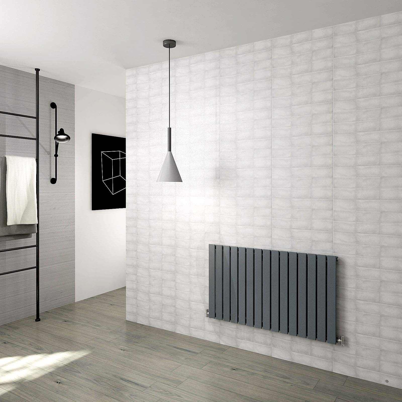 Huiyang Anthracite Horizontal Flat Panel Designer Radiator Central Heating Rads Single 600X1020mm