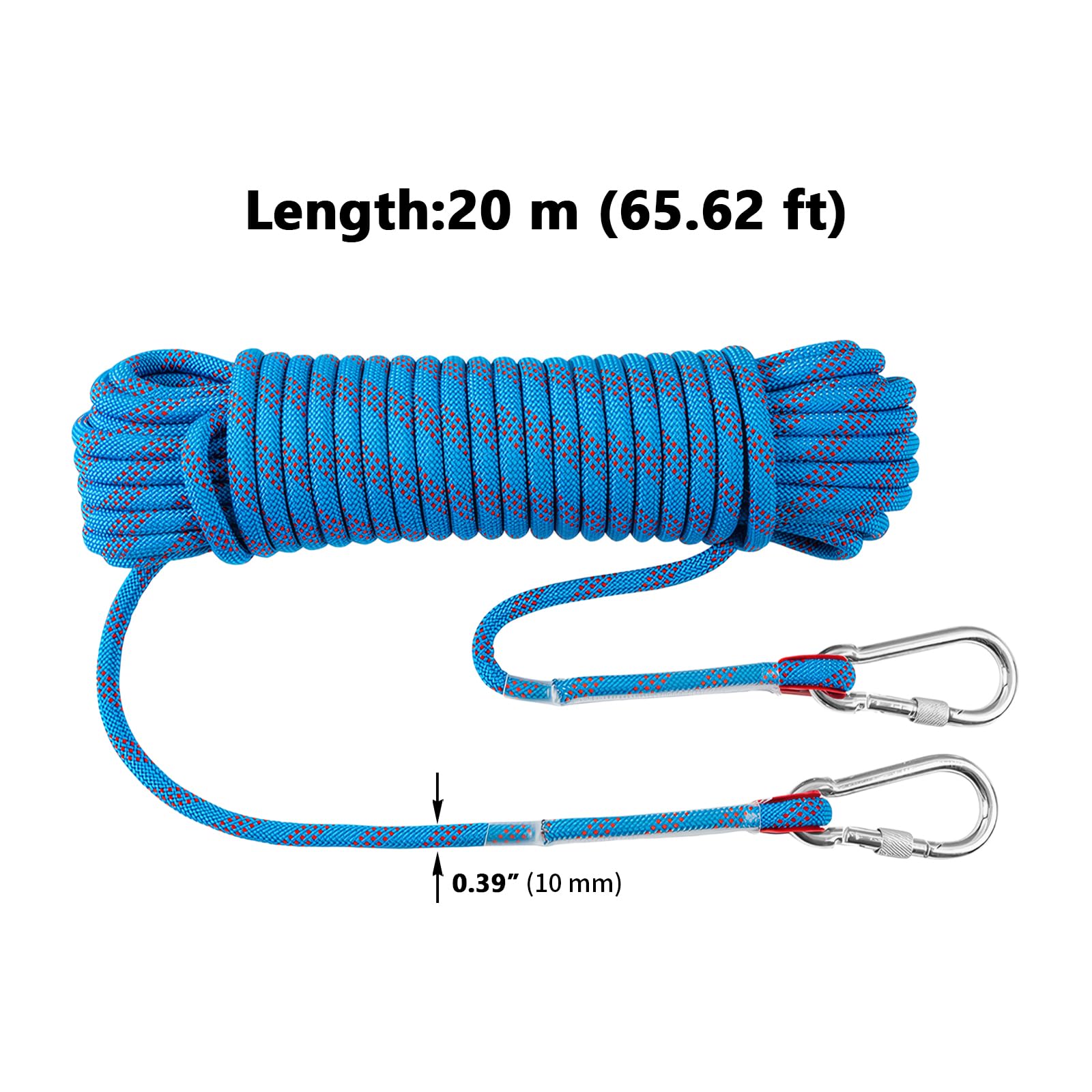 2 rollos de cuerda de tendedero resistente de 20 m con ganchos, núcleo de acero de 10 mm, cuerda de secado de ropa al aire libre, para jardín, balcón, camping