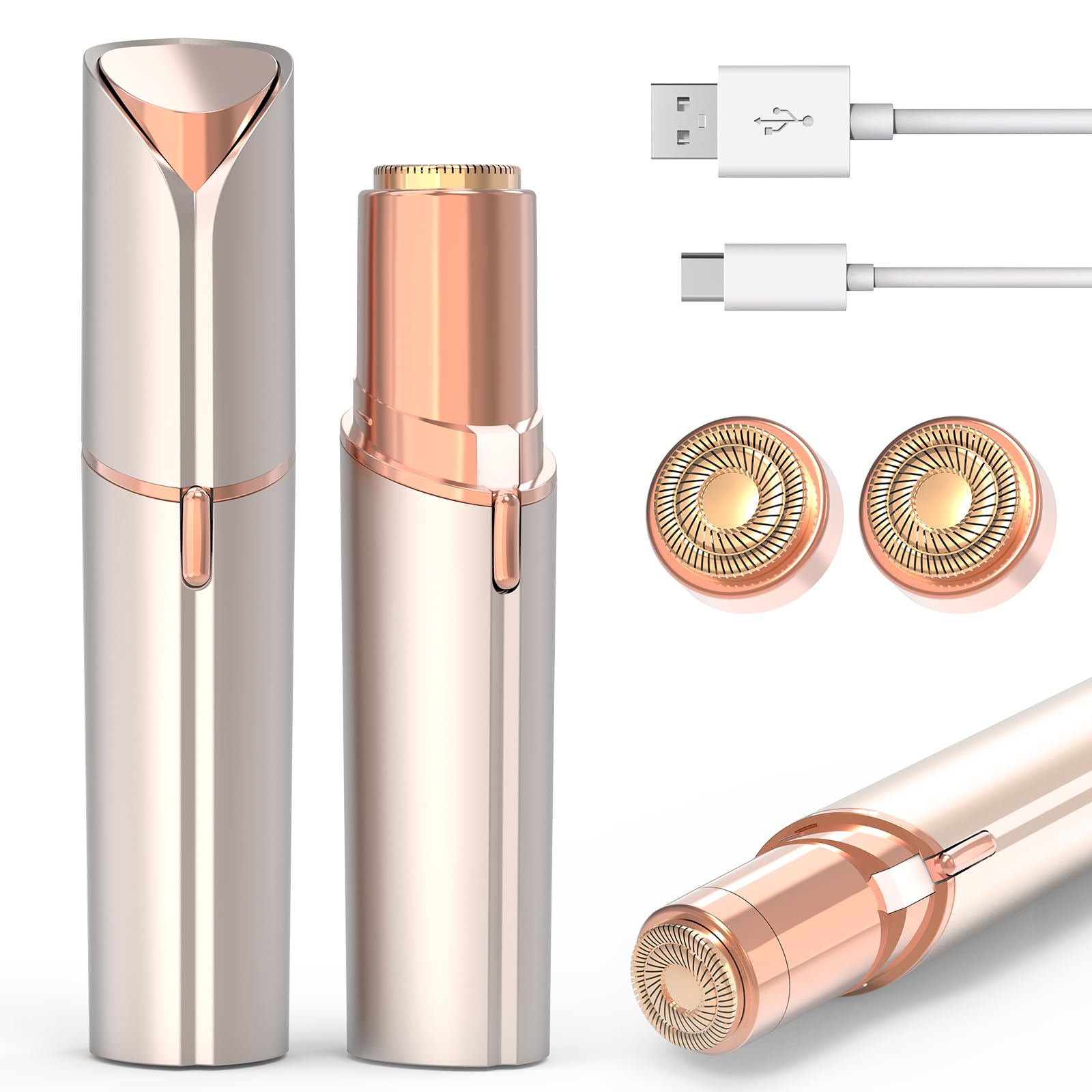 Depilación facial para mujeres, removedor de vello facial eléctrico sin dolor recargable para la cara para labios, barbilla, axila, melocotón fuzz, dedos, cuello, mejillas y recargable por USB