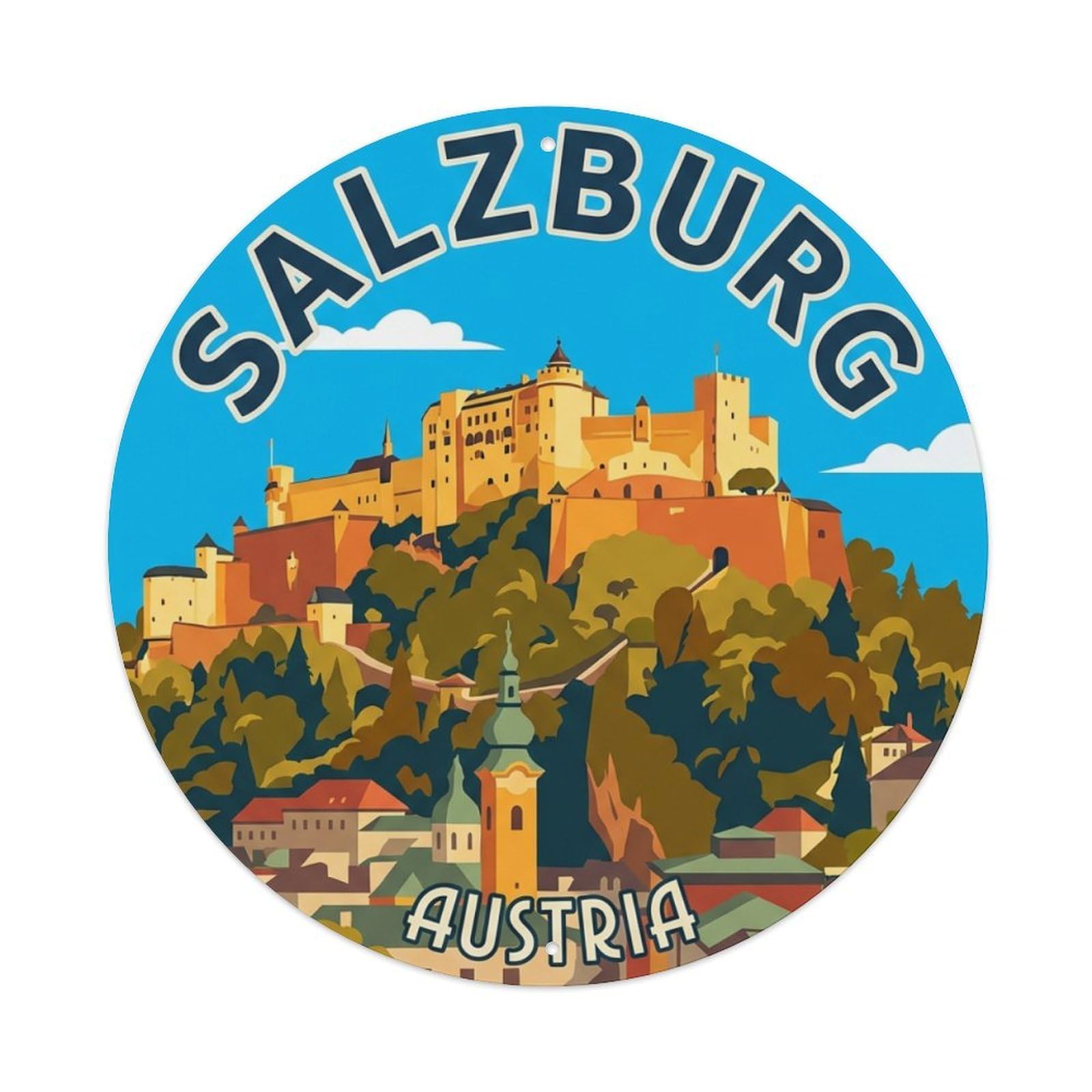 Metal Tin Sign Retro Travel Austria Salzburg