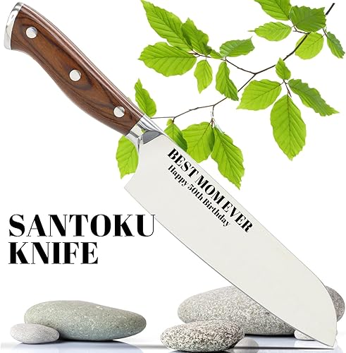 Miniatura 2 de Santoku Cuchillo de acero inoxidable profesional grabado personalizado cuchillo de chef de cocina 9 pulgadas personalizado