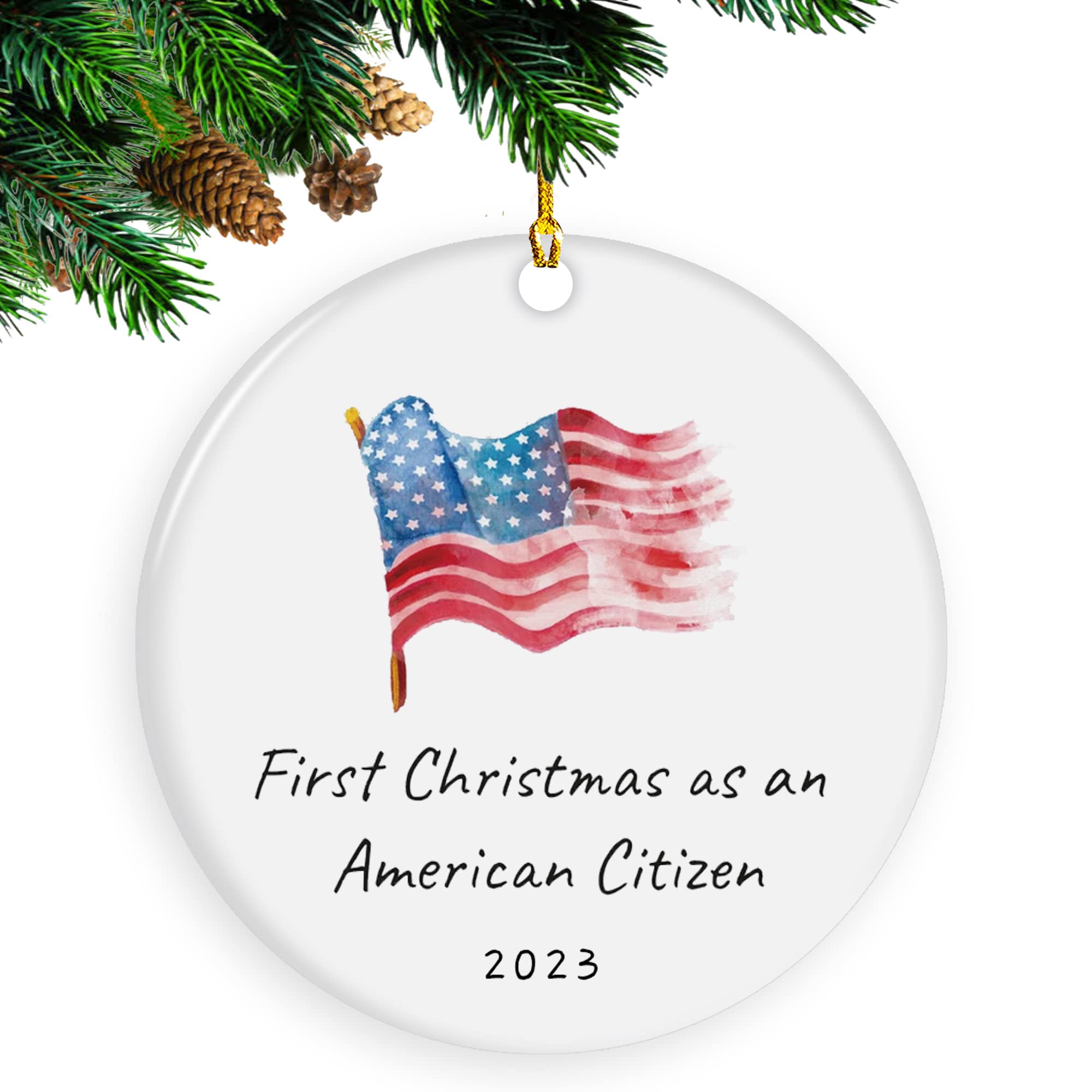 Photo 1 of 2023 First Christmas as a American Citizen - Xmas Tree Ornament, 2023 Keepsake Gift for Immigrant Families T01