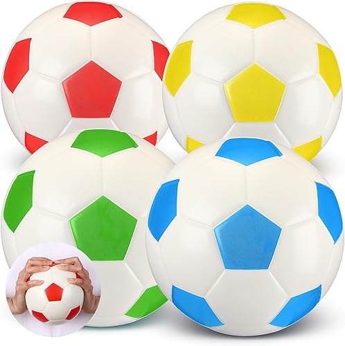 Miniatura 8 de Junkin 4 pelotas de fútbol de espuma suave para niños principiantes de 6 pulgadas, tamaño oficial 2 para interiores y exteriores, mini pelota de
