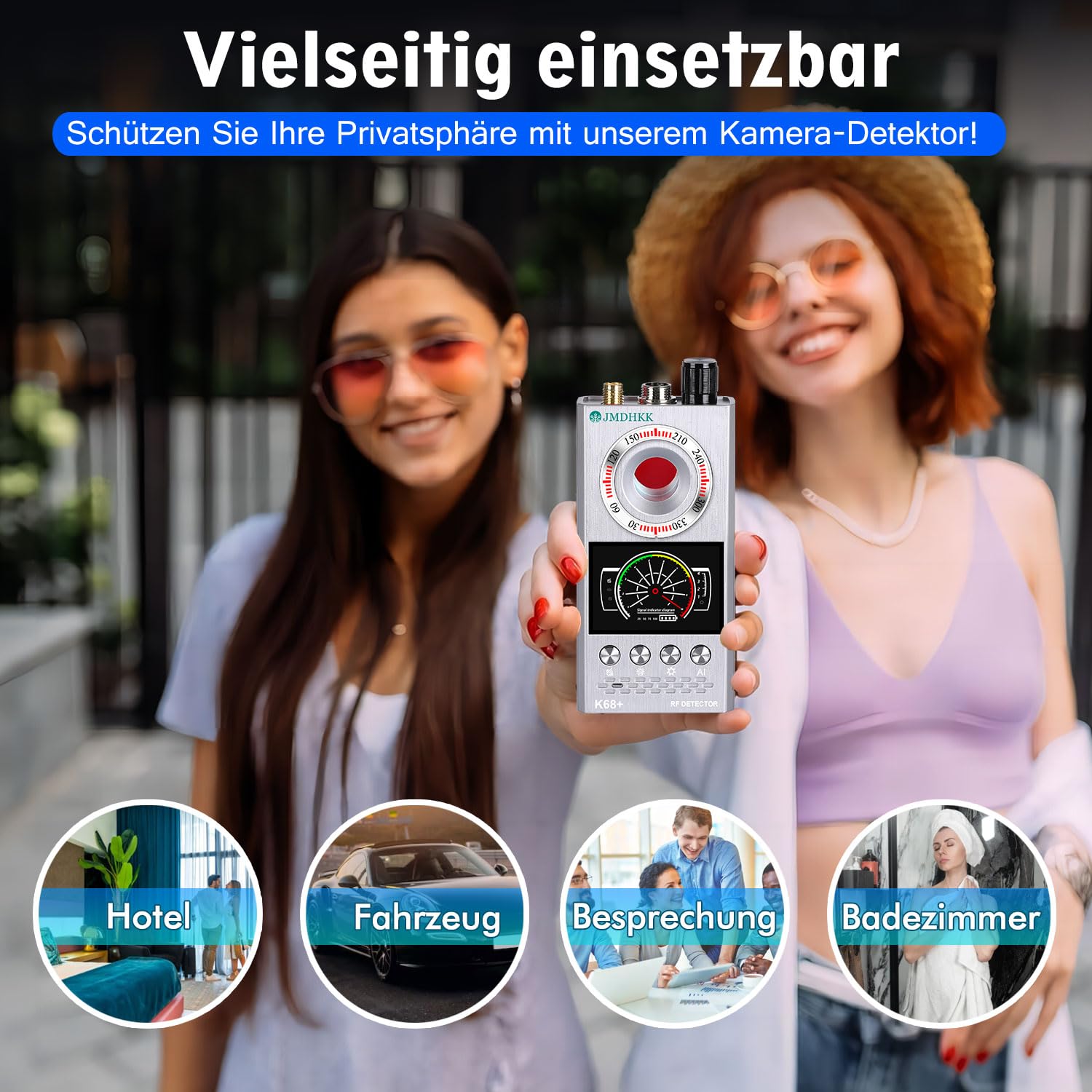 JMDHKK Versteckter Kamera- und Wanzendetektor – Magnetischer Tracker- und Funksignalfinder für Zuhause, Büro, Hotel, Auto – Erweiterter Privatsphärenschutz für Reisen & Sicherheit (Weiß)
