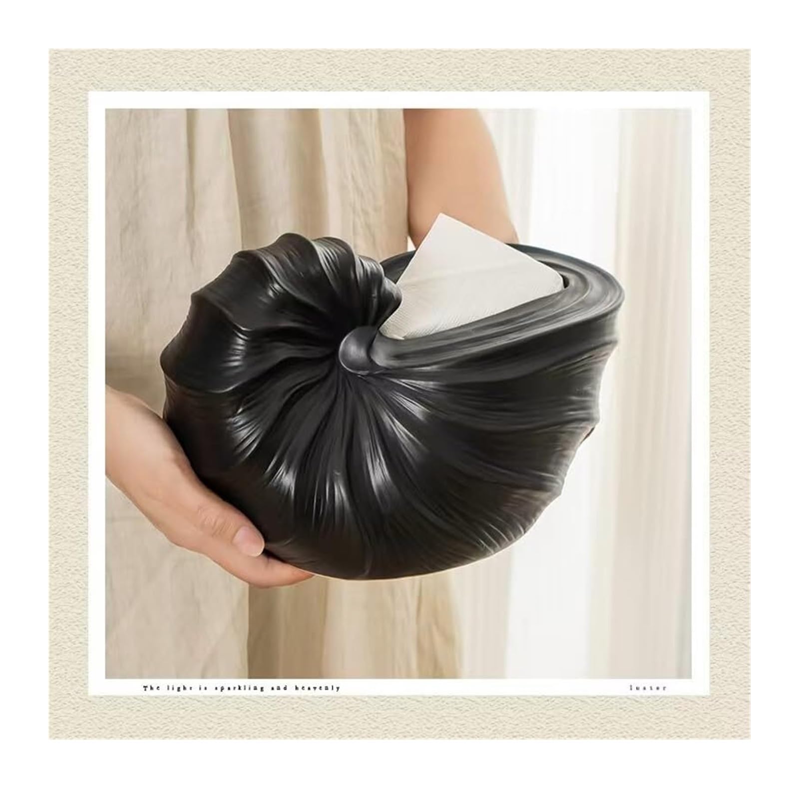 Kosmetiktuch-Spenderbox Kreative dekorative Muschel-Keramik-Taschentuchbox for Küche und Esszimmer Must-Haves für die Wohnung(Black)