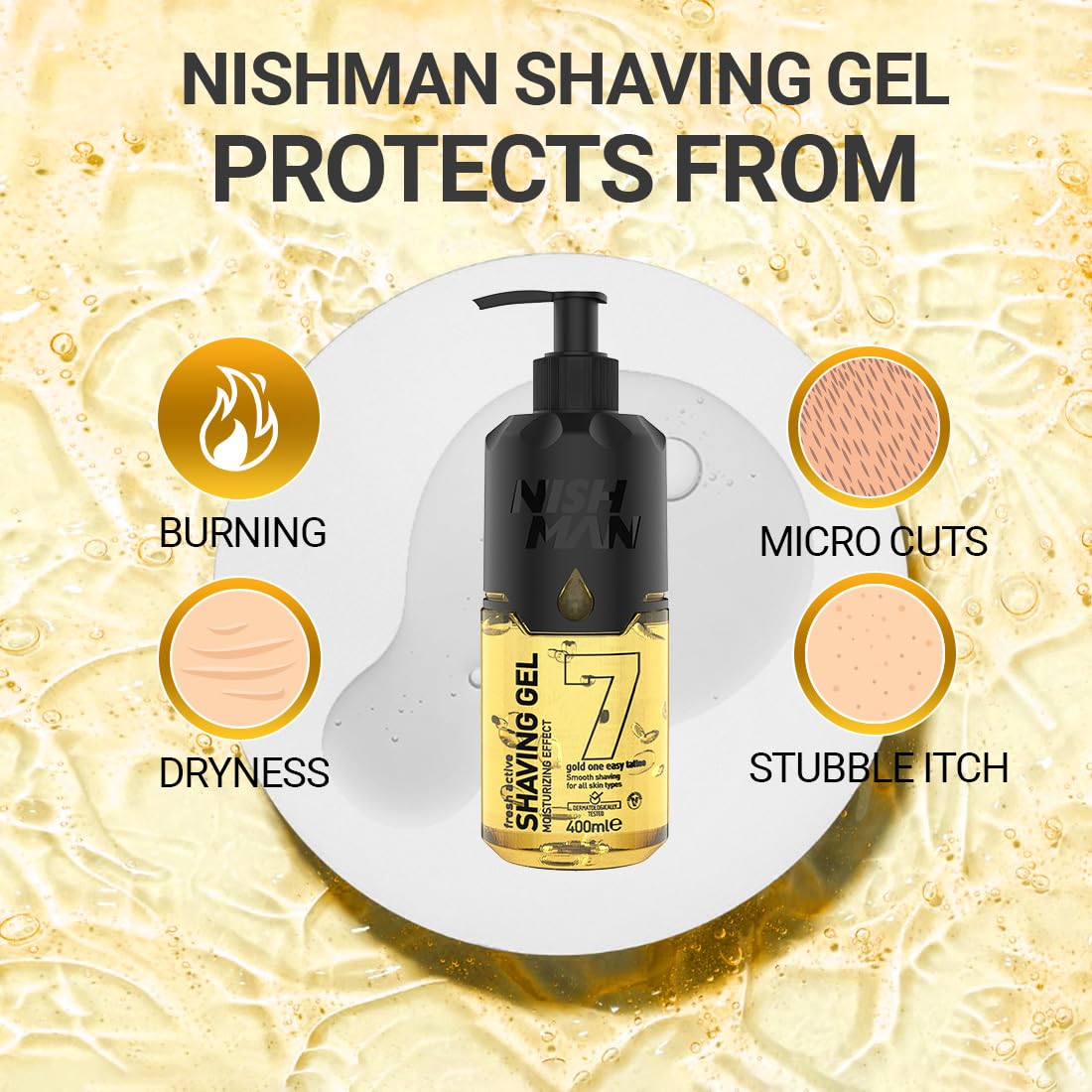 Nishman Fresh Active Non Foaming Shaving Gel | Moisturizing Effect | Dermatologist Tested | All Skin Type | Vegan, No Sulfates, Parabens or Silicones | 400 ML 3
