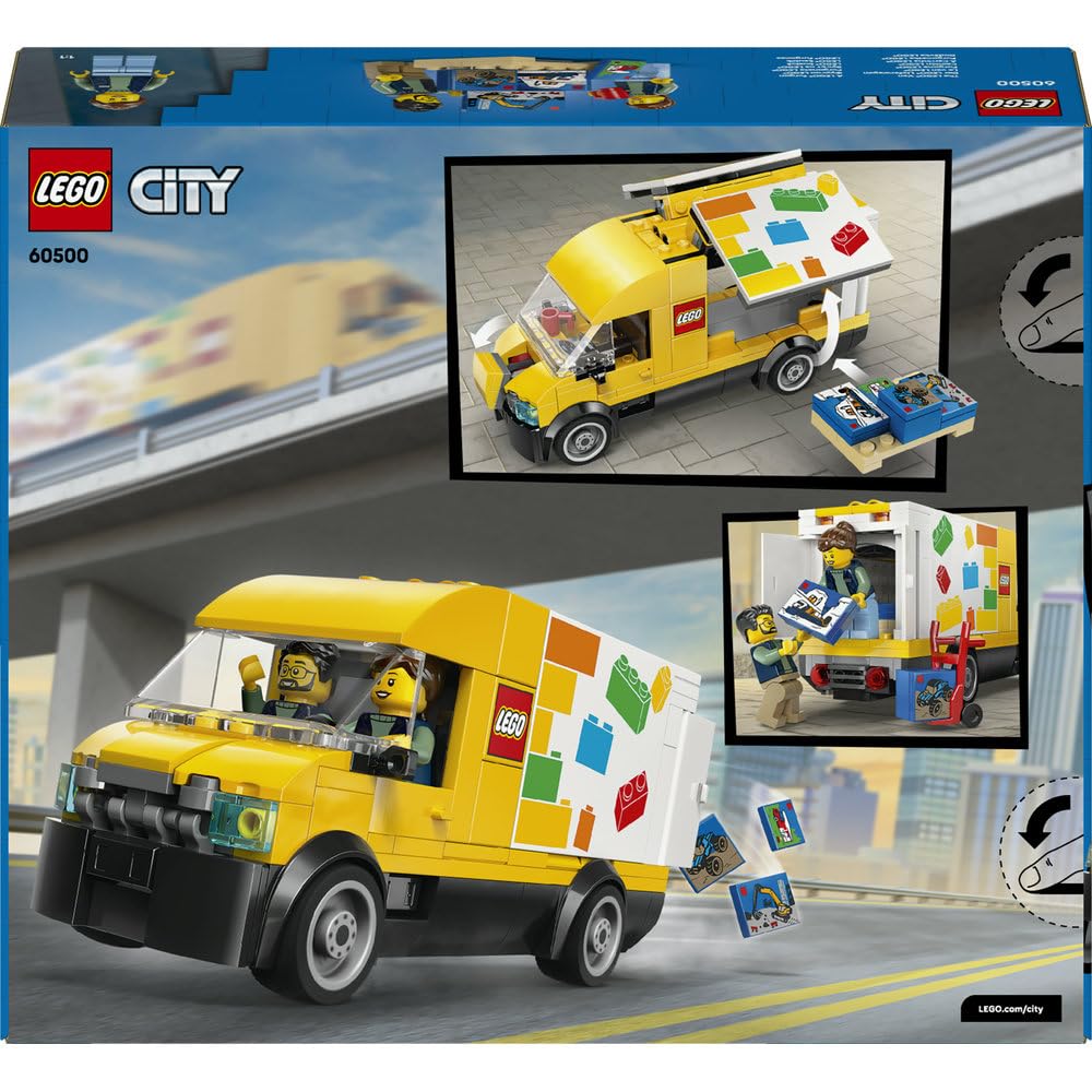 LEGO City Furgonetka LEGO, zabawka dla dzieci od 6 lat, klocki konstrukcyjne z pojazdem i dwiema minifigurkami, pomysł na prezent dla 6-latka, dla chłopca i dziewczynki na urodziny 60500
