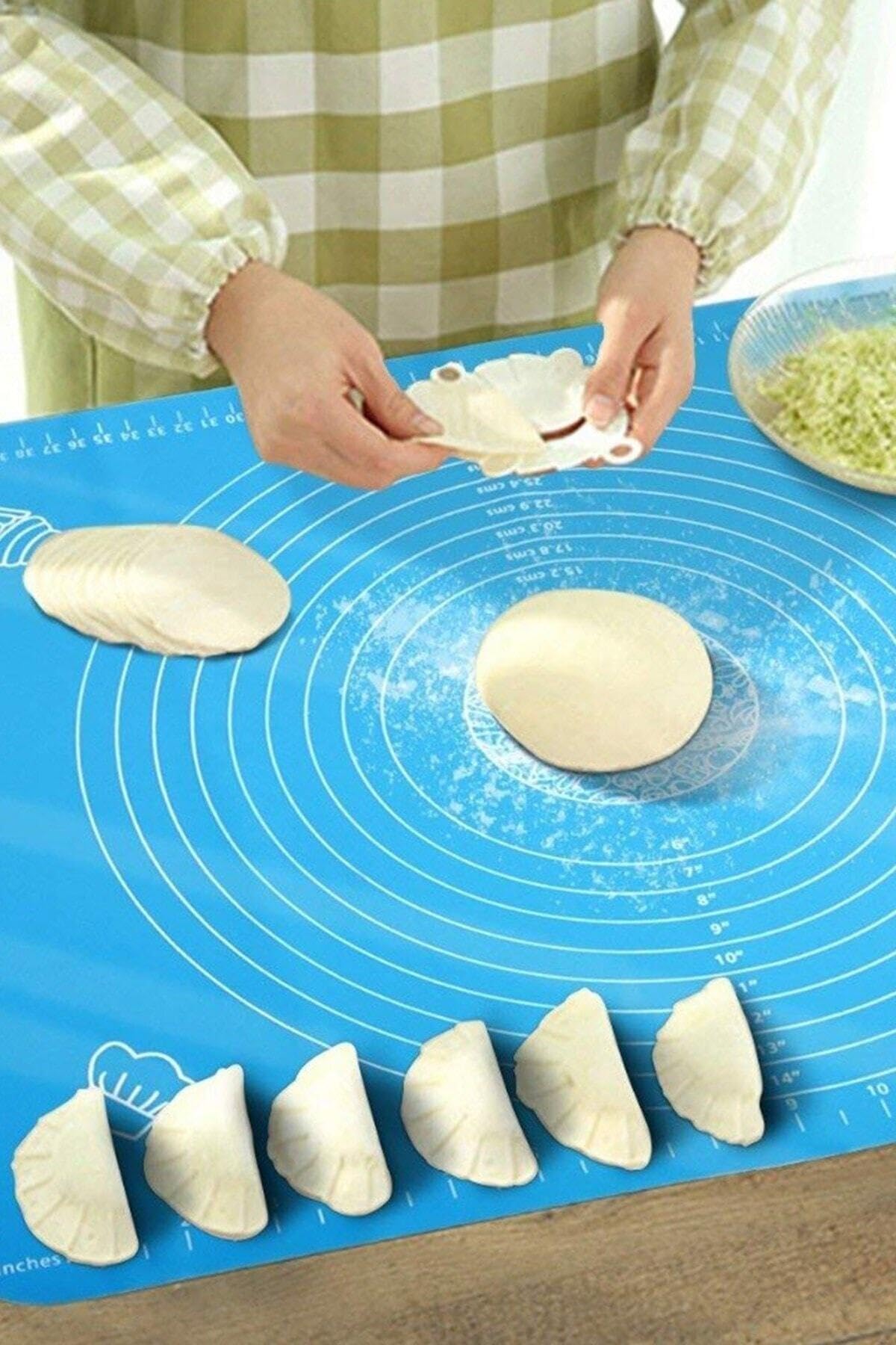 BUFFER® 40 * 50 cm Silikon Ölçekli Kullanımı Kolay Hamur Açma Matı Ekmek Mantı Makarna Hamuru Yoğurma Matı