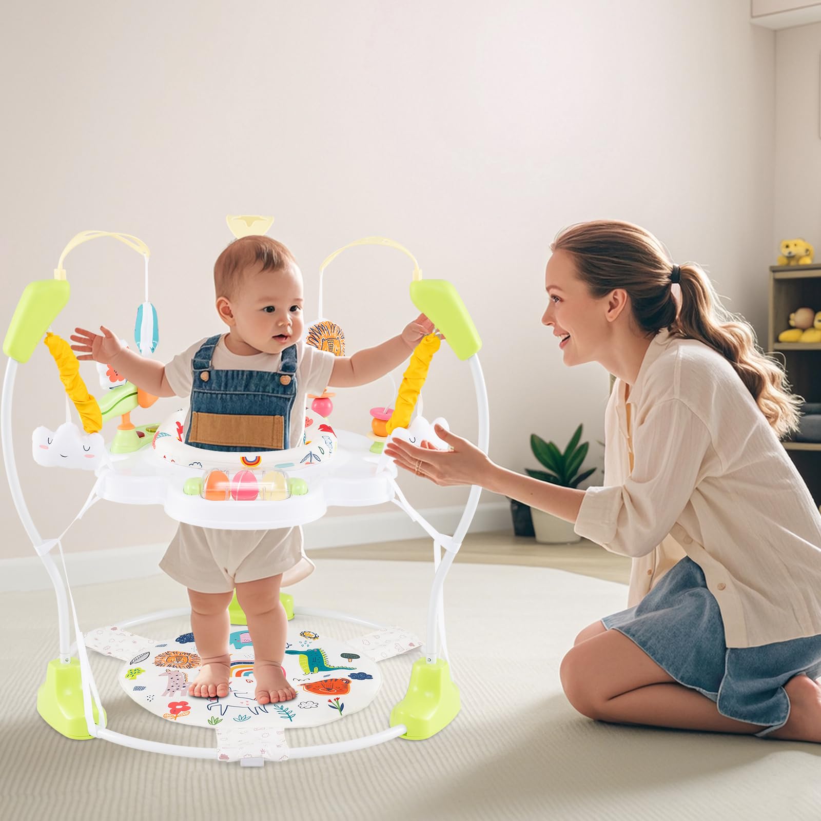 Centro Attività 3 in 1 Convertibile RELAX4LIFE per Bambini 6+ Mesi con Piattino Rimbalzante e Girevole 360° (GIALLO)