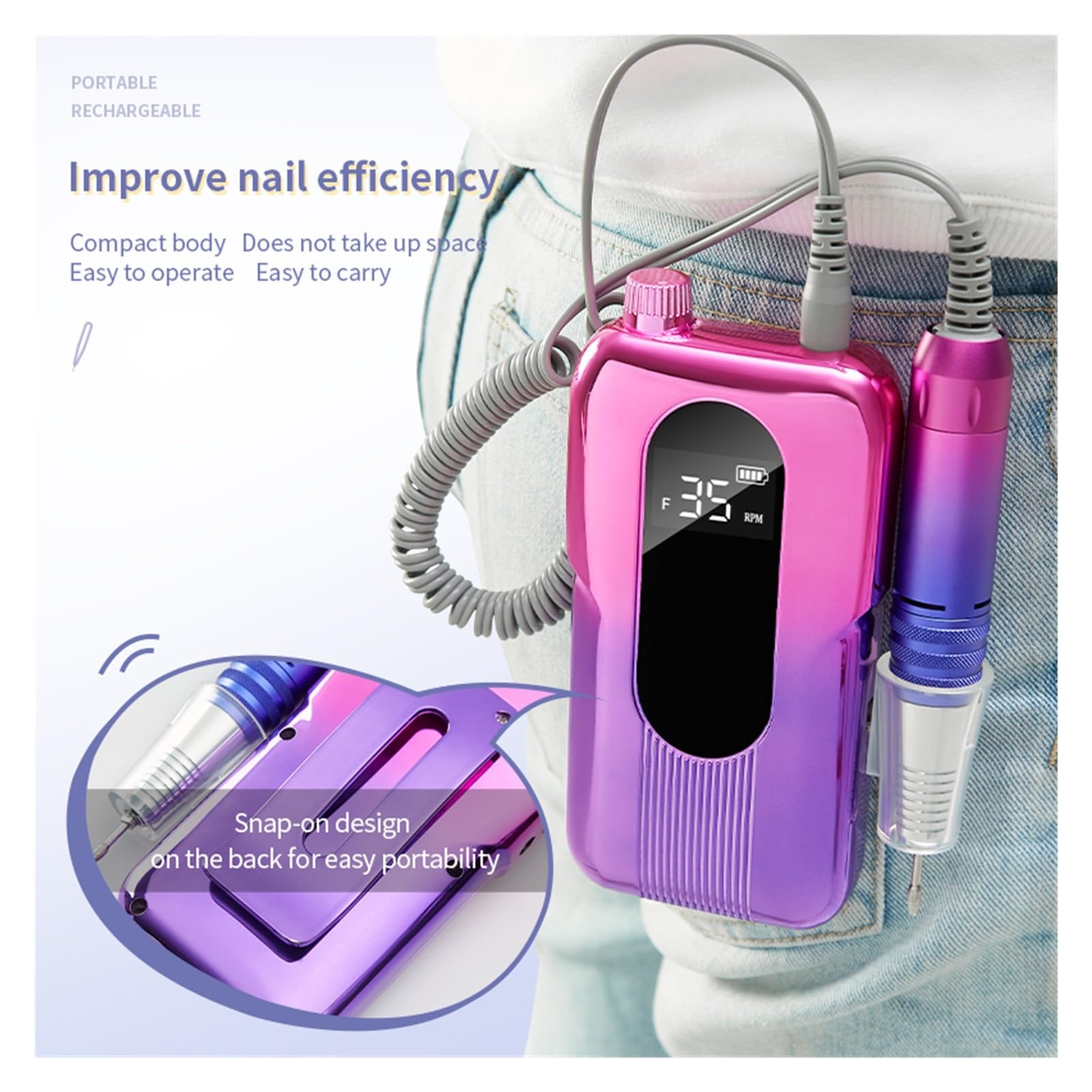Lima elettrica per unghie 35000 RPM Elettrico Nail Drill Manicure Macchina for Lucidatrice Pedicure Professionale Nail Tornio Trapano Con Tool Kit Lima precisa