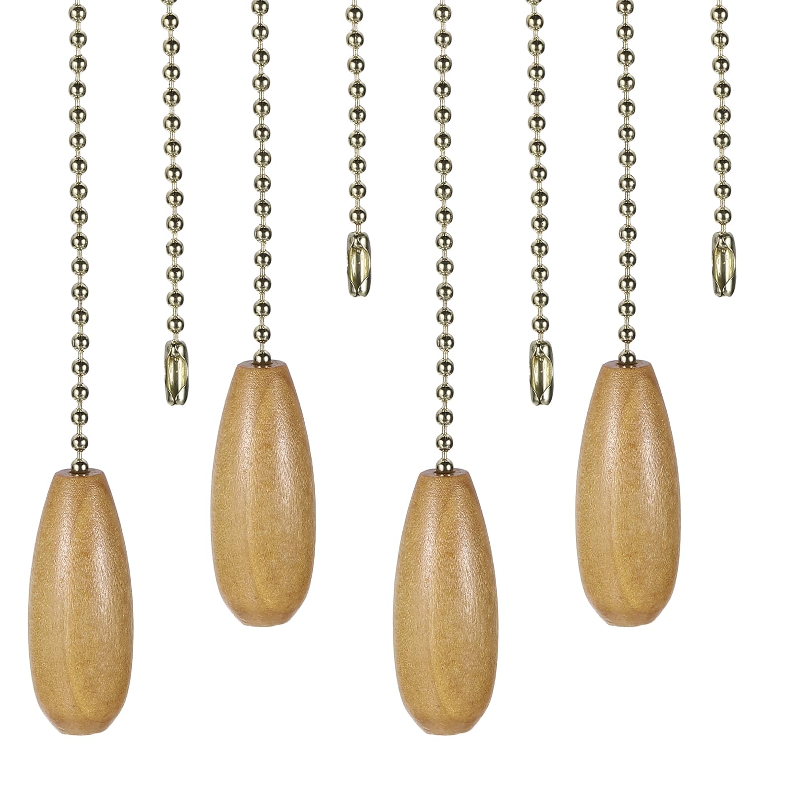 PATIKIL Ceiling Fan Pull Chain Extender, 4Pcs 12" Decorative Wooden Pendant Extension Chains Beaded Ball Pulls Cord Extender for Ceiling Fans Light Lamp Chandelier, Deep Wood Color