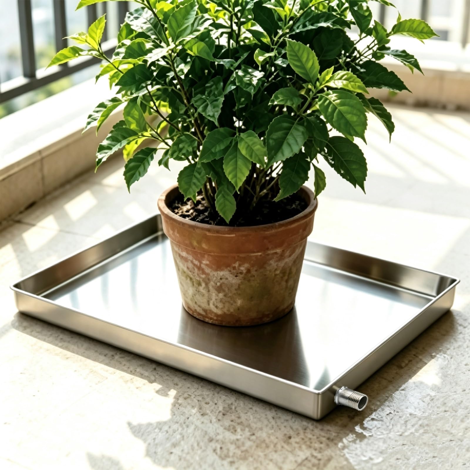 Bandeja Agua Climatizador Inoxidable, Deposito Agua Aire Acondicionado | Bandeja Condensados Reforzada Acero Inoxidable 304 para Unidad Exterior Aire Acondicionado(40x40cm/15.7x15.7in)