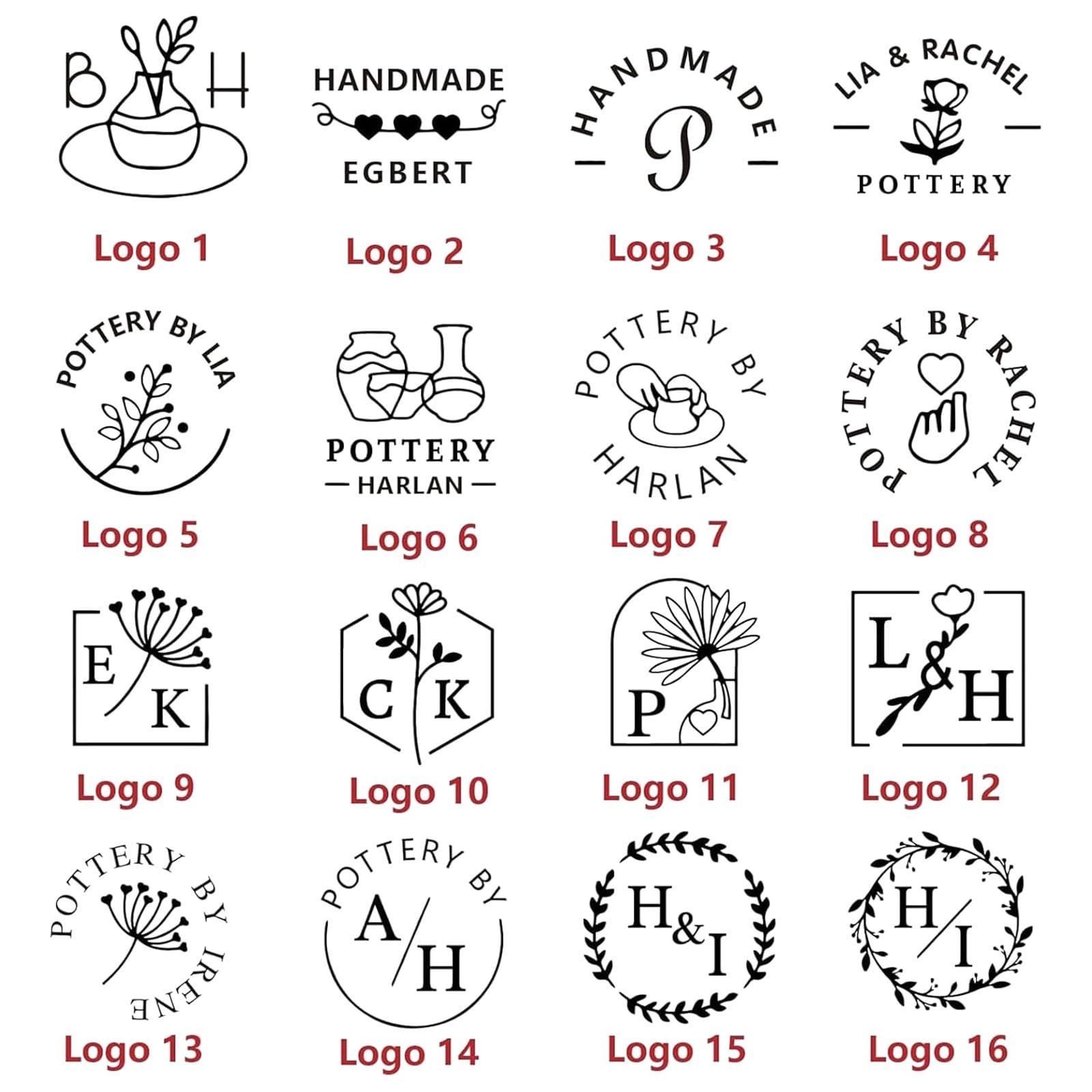 Personalisierter Tonstempel mit Text und Muster, Keramikstempel aus Messing mit Holzgriff for Töpfer(1.5 Inches)